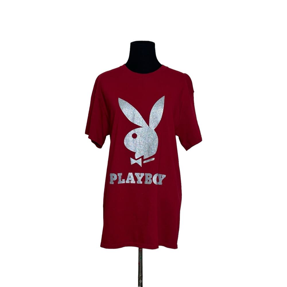 Playboy red sliver bunny logo short sleeves tee size Medium - Picture 8 of 10